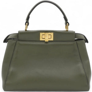 Mini Peekaboo Utility Bag in Green Leather Olive Green