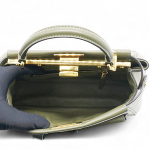 Mini Peekaboo Utility Bag in Green Leather Olive Green