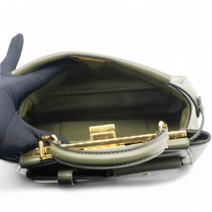 Mini Peekaboo Utility Bag in Green Leather Olive Green