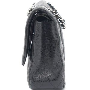 Caviar Quilted Medium Double Flap Black SHW