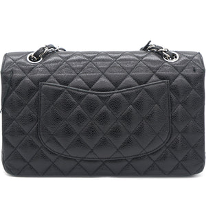 Caviar Quilted Medium Double Flap Black SHW
