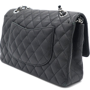 Caviar Quilted Medium Double Flap Black SHW