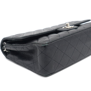 Caviar Quilted Medium Double Flap Black SHW