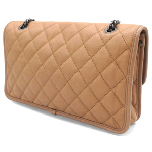 Leather Beige Flap Chain Bag