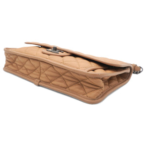 Leather Beige Flap Chain Bag