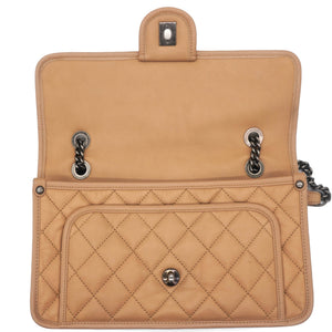 Leather Beige Flap Chain Bag