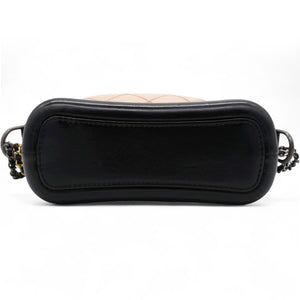 Aged Calfskin Quilted Small Gabrielle Hobo Beige Black