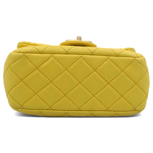 Lambskin Quilted Mini Jewellery Chain Strap Square Flap Yellow