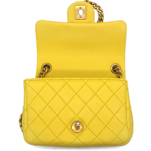 Lambskin Quilted Mini Jewellery Chain Strap Square Flap Yellow