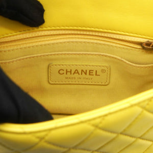 Lambskin Quilted Mini Jewellery Chain Strap Square Flap Yellow