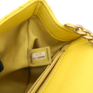 Lambskin Quilted Mini Jewellery Chain Strap Square Flap Yellow