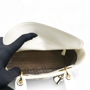 Lambskin Cannage Small Lady Dior White