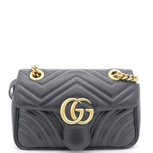 Calfskin Matelasse Mini GG Marmont Shoulder Bag Black