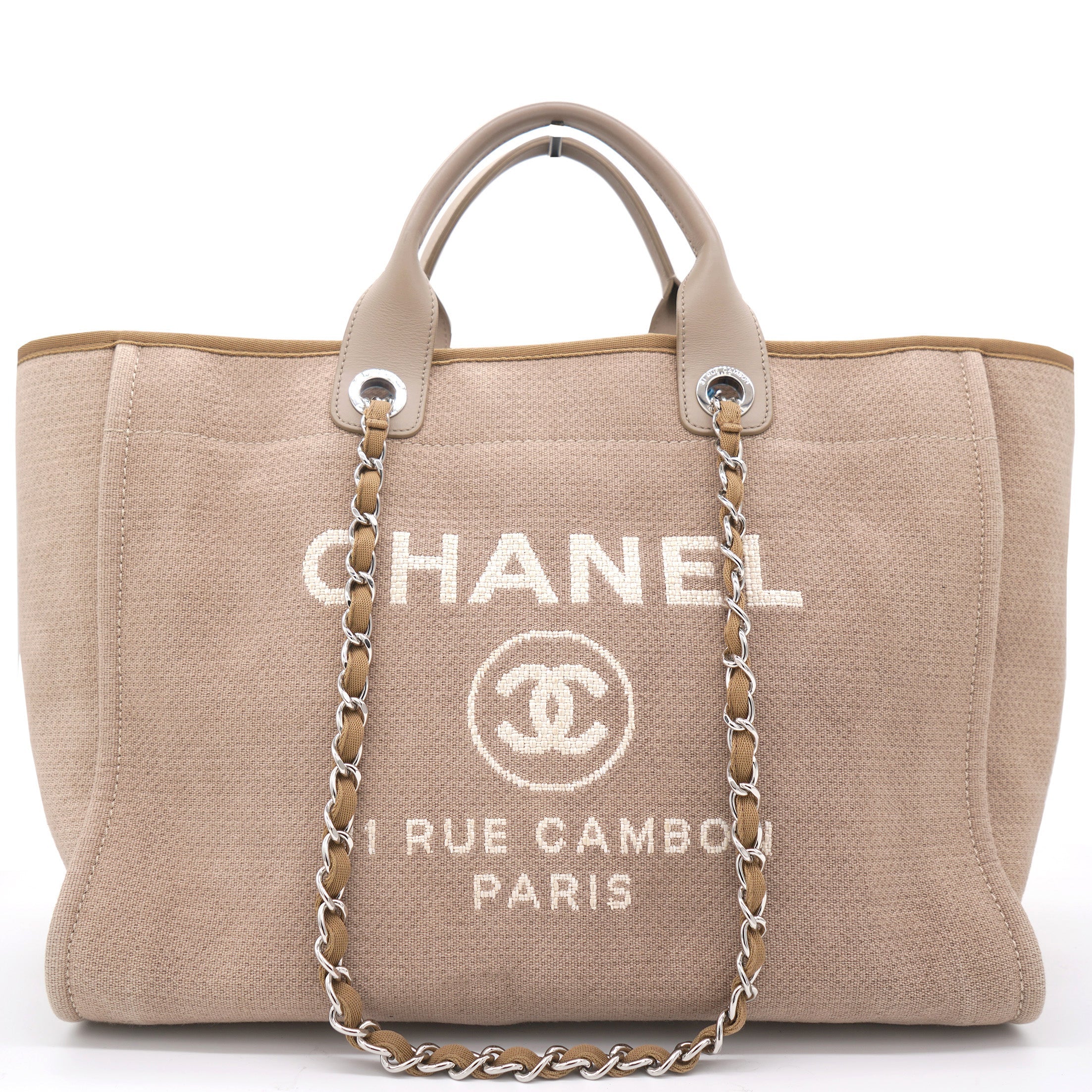 Beige Tweed Deauville Shopping Tote Bag