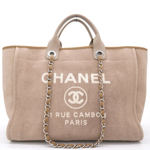 Beige Tweed Deauville Shopping Tote Bag
