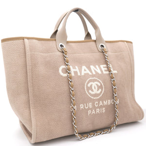 Beige Tweed Deauville Shopping Tote Bag