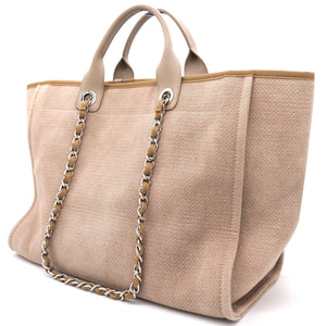 Beige Tweed Deauville Shopping Tote Bag