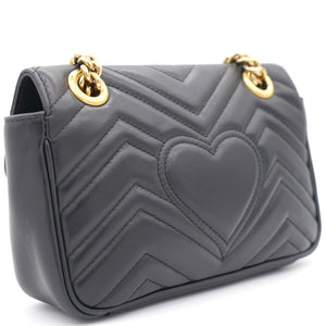 Calfskin Matelasse Mini GG Marmont Shoulder Bag Black