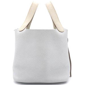Grey/White Clemence Leather Picotin Lock 18 Bag