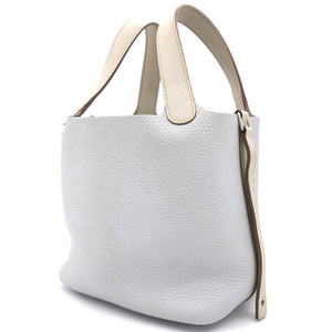 Grey/White Clemence Leather Picotin Lock 18 Bag