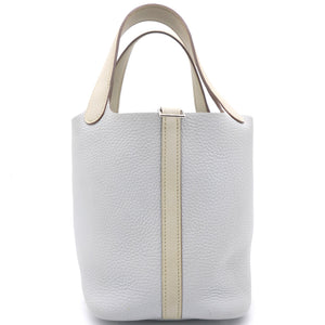 Grey/White Clemence Leather Picotin Lock 18 Bag