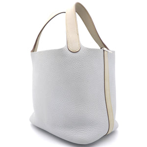 Grey/White Clemence Leather Picotin Lock 18 Bag