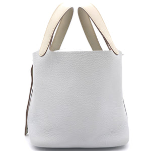 Grey/White Clemence Leather Picotin Lock 18 Bag