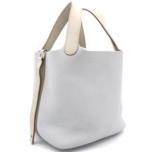 Grey/White Clemence Leather Picotin Lock 18 Bag