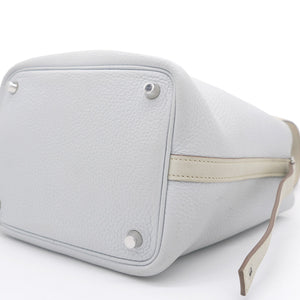 Grey/White Clemence Leather Picotin Lock 18 Bag