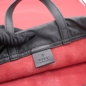 Red Leather Coco Capitan Logo Drawstring Backpack Bag