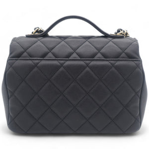 Black Quilted Caviar Leather Medium Business Affinity Top Handle Bag