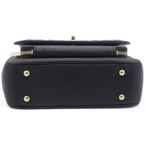 Black Quilted Caviar Leather Medium Business Affinity Top Handle Bag