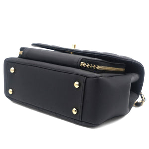 Black Quilted Caviar Leather Medium Business Affinity Top Handle Bag