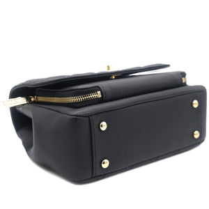 Black Quilted Caviar Leather Medium Business Affinity Top Handle Bag
