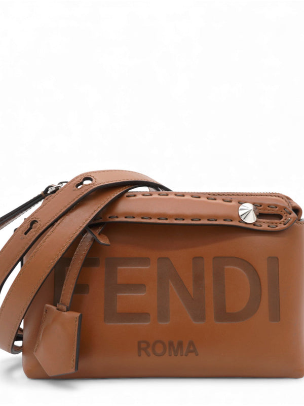 Vitello King Logo Embossed Mini By The Way Boston Bag Tan