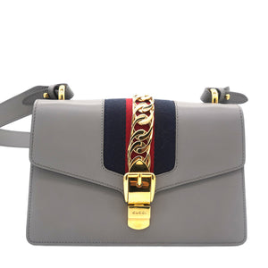 Calfskin Small Sylvie Shoulder Bag Deep Grey