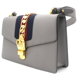 Calfskin Small Sylvie Shoulder Bag Deep Grey