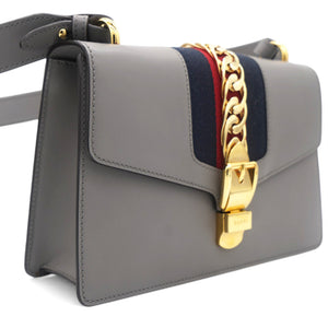 Calfskin Small Sylvie Shoulder Bag Deep Grey