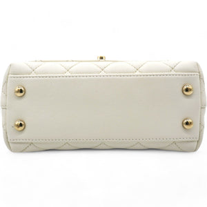 Caviar Quilted Mini Coco Handle Flap White