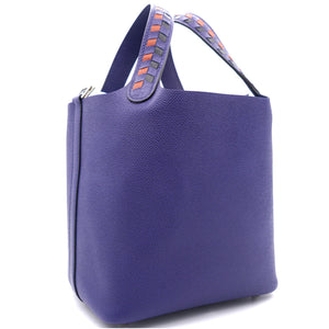 Epsom Tressage De Cuir Picotin Lock 18 PM Bleu Encre