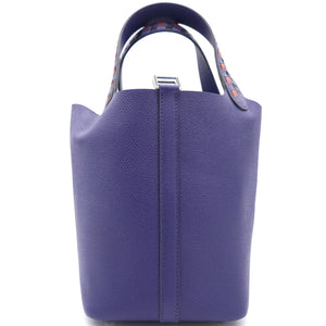 Epsom Tressage De Cuir Picotin Lock 18 PM Bleu Encre