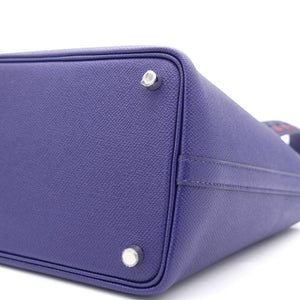 Epsom Tressage De Cuir Picotin Lock 18 PM Bleu Encre