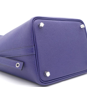 Epsom Tressage De Cuir Picotin Lock 18 PM Bleu Encre