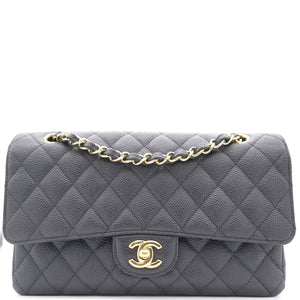 Black Quilted Caviar Leather Classic Double Flap Bag