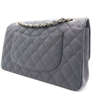 Black Quilted Caviar Leather Classic Double Flap Bag