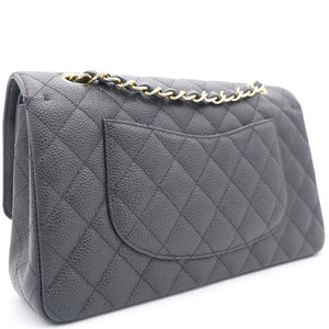 Black Quilted Caviar Leather Classic Double Flap Bag
