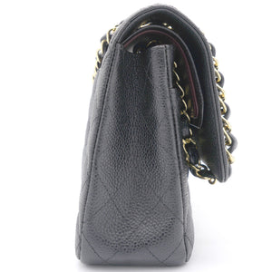 Black Quilted Caviar Leather Classic Double Flap Bag