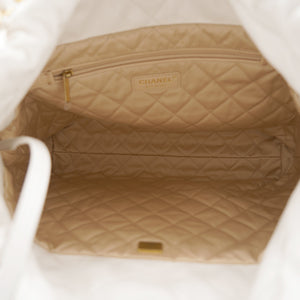 Shiny Calfskin Quilted Small Chanel 22 White