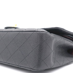 Black Quilted Caviar Leather Classic Double Flap Bag
