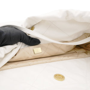 Shiny Calfskin Quilted Small Chanel 22 White